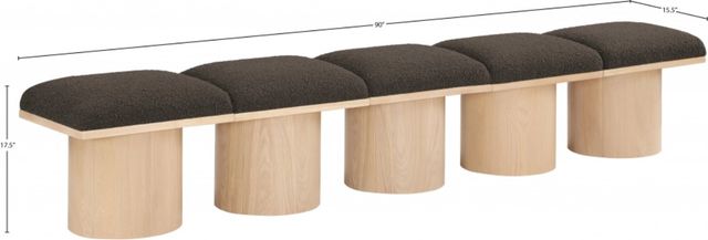 Meridian Furniture Pavilion 5-Piece Brown/Natural 90" Modular Bench Set-2