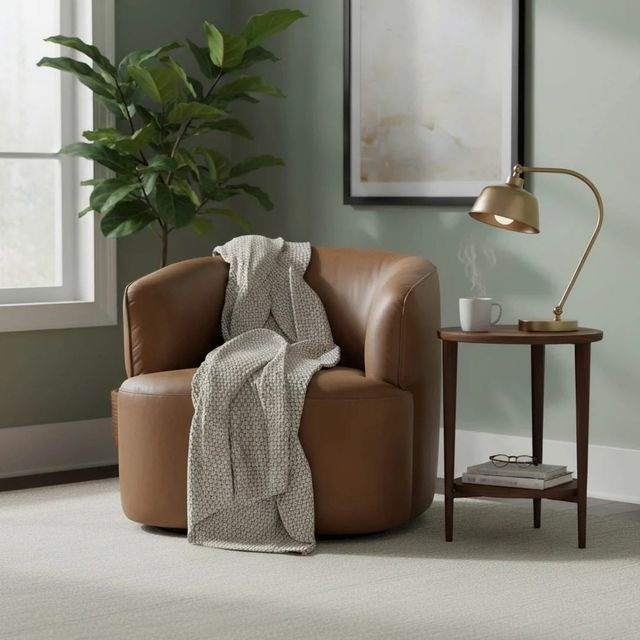 LH Home Chateau Fireside Antique Sienna Swivel Club Chair-1