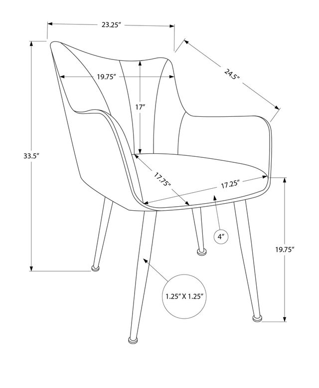 Monarch Specialties Inc. 2-Piece Light Grey 35" Fabric Dining Chair Set with Grey Faux Leather Back-2
