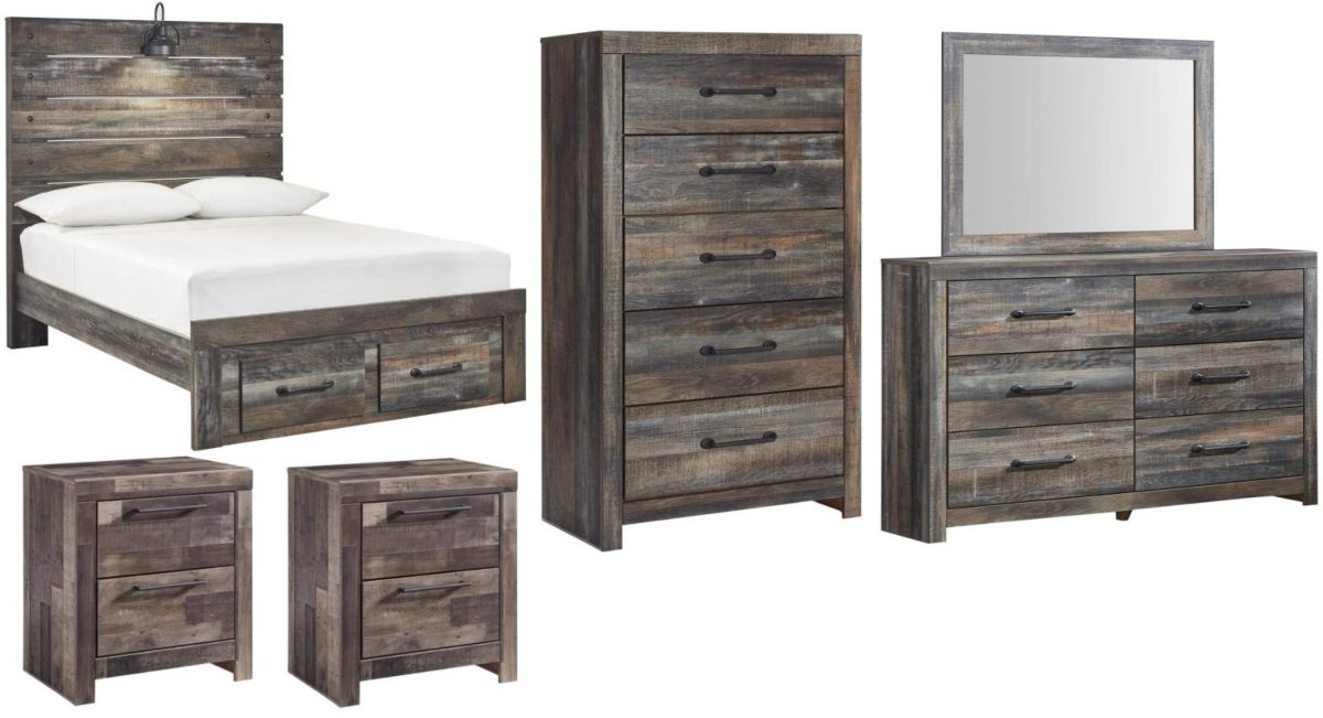 Drystan 6 Piece Panel Bed with 2 Drawer Storage Bedroom - Multi Drystan 6 Piece Panel Bed with 2 Drawer Storage Bedroom - Multi