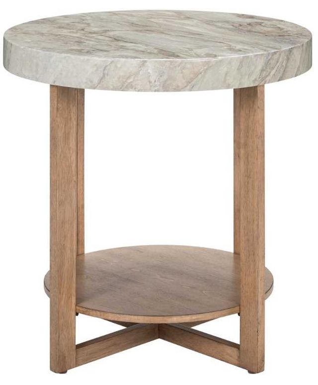 Liberty Furniture Danby Alabaster End Table with Nutmeg Base-2