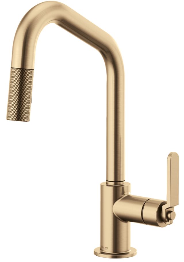 Brizo Litze® Brilliance® Luxe Gold® Pull-Down Faucet with Angled Spout and Industrial Handle-0