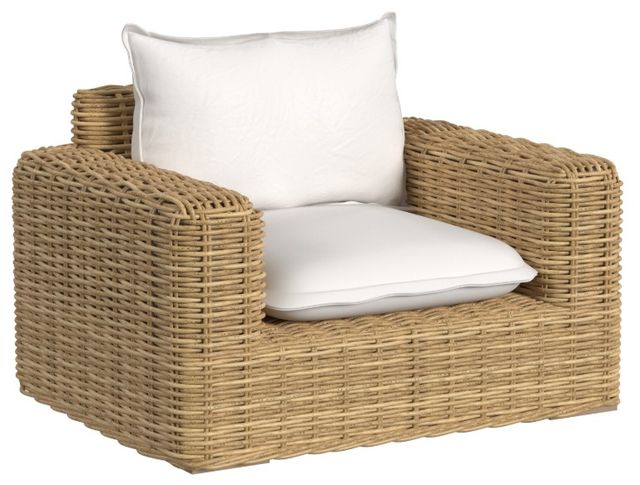 Sunset West Playa Natural Resin Wicker Oversize Outdoor Club Chair with Soothe Pearl Cushion-0