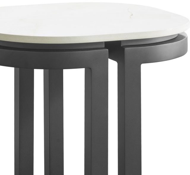 Sunset West Malibu White Sintered Stone Top Outdoor End Table with Matte Coal Aluminum Base-4