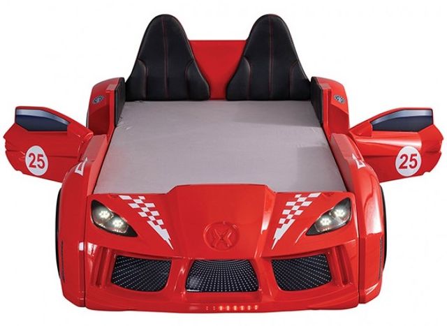 Furniture of America® Trackster Red Twin Car Bed-2