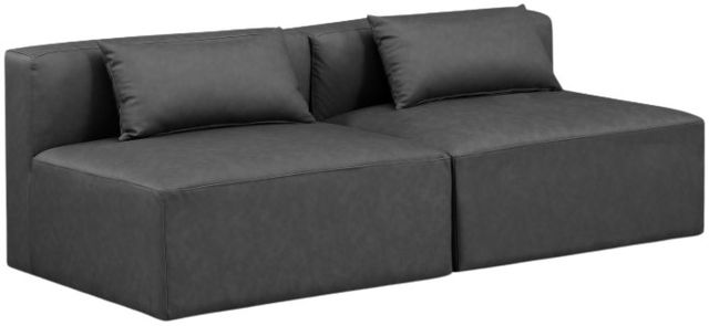 Meridian Furniture Cube 2-Piece Gray Vegan Leather Armless Sofa-0
