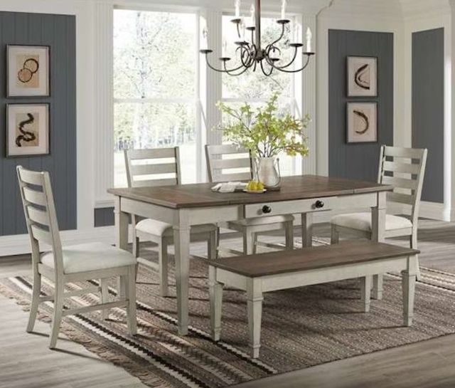 Elements International Farmington Medium Brown/Washed Stone Dining Bench-1
