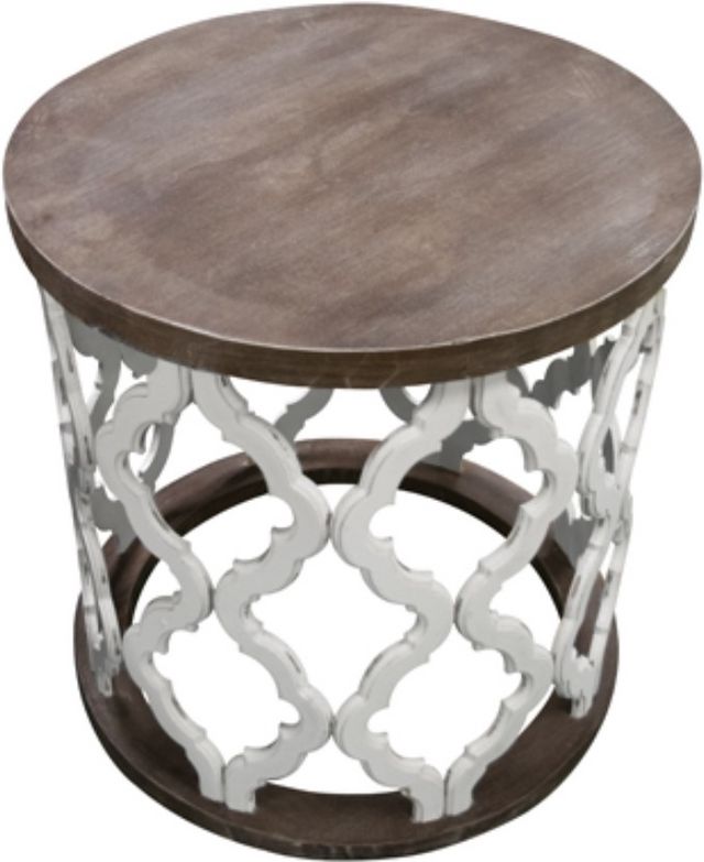 American Wholesale Furniture Brocade Ashnero/Nero White End Table