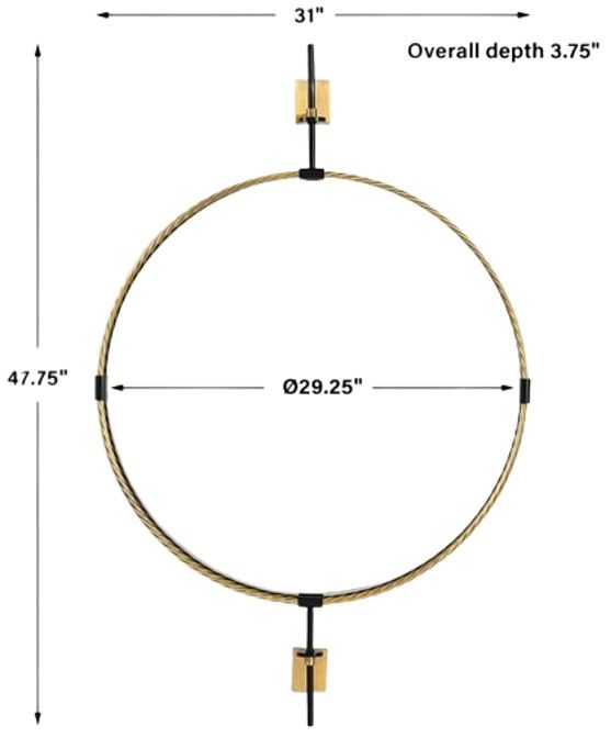 Uttermost® Guardrail Antique Brass/Black Round Mirror-2