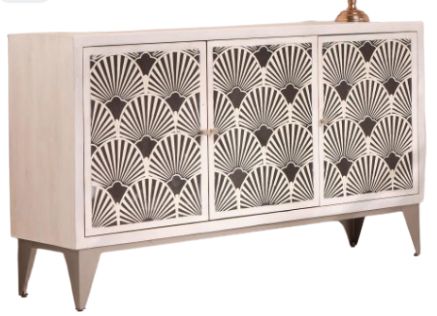 Jaipur Furniture Bone Inlay Komtesse 3-Door White Cabinet-0