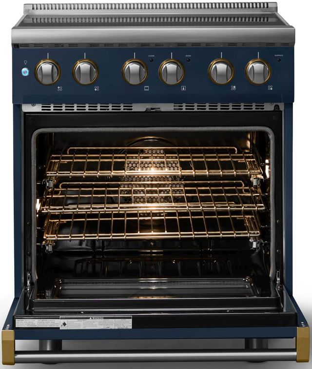 Viking® 5 Series 30" Slate Blue Pro Style Electric Range with Brushed Brass Trim-1