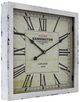 YHD Distressed White Square Wooden Wall Clock-2