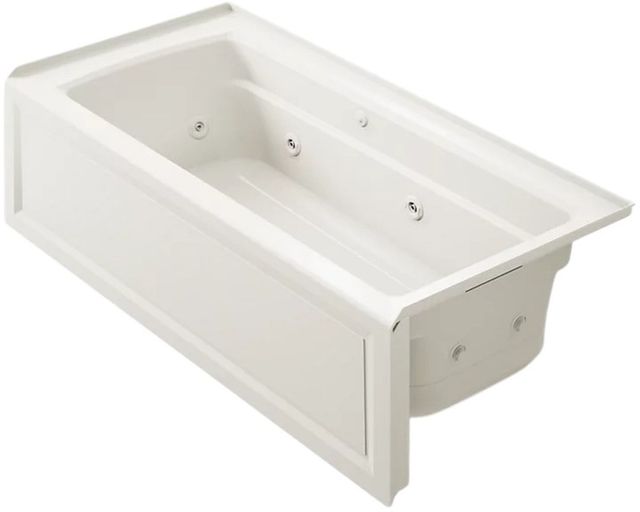 KOHLER® Archer® Biscuit 66" x 32" Alcove Heated BubbleMassage™ Air Bath and Whirlpool - Right Drain-0