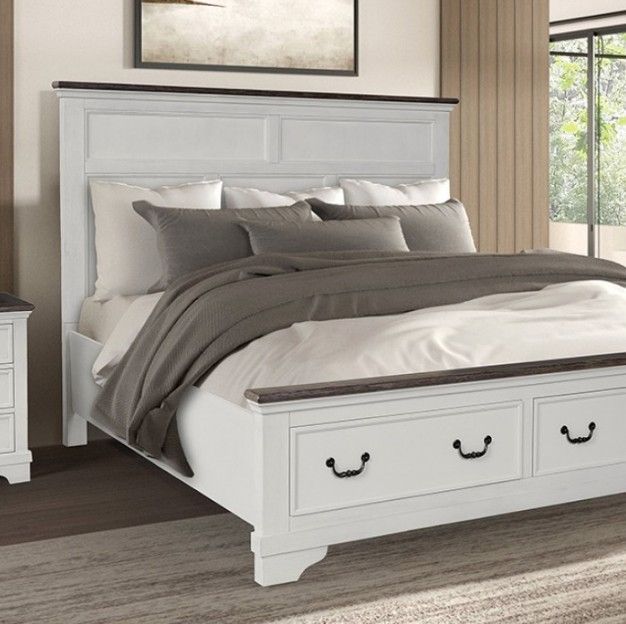 Furniture of America® Hampstead 4-Piece White/Dark Brown Queen Bedroom Set-1