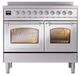 Ilve® Nostalgie II Noblesse 40'' Stainless Steel Pro Style Induction Range with Chrome Trim-1
