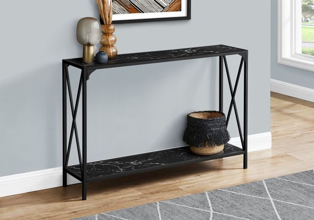 Monarch Specialties Inc. Black Marble Console Table-2
