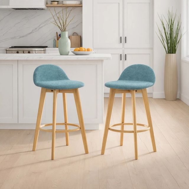 Armen Living Vera 4-Piece Brown/Teal Barstool Set-1