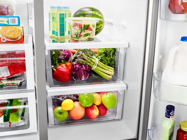 Smart refrigerator interface with groceries inside Smart refrigerator interface with groceries inside