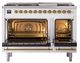 Ilve® Nostalgie II Noblesse 48'' Custom RAL Color Pro Style Dual Fuel Range with Brass Trim-2