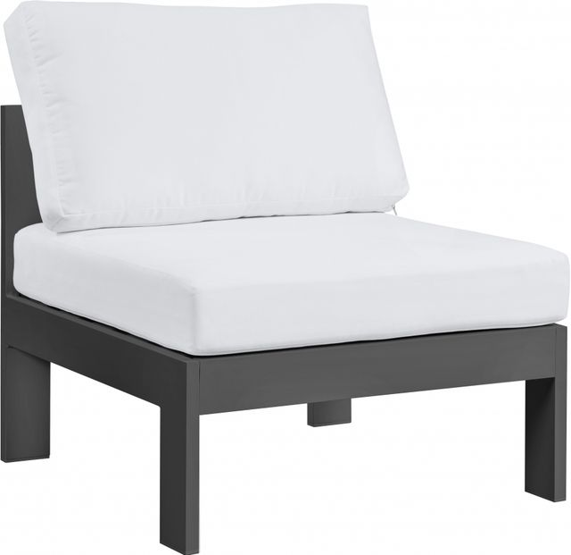 Meridian Furniture Nizuc White Waterproof Fabric Outdoor Patio Aluminum Armless Chair-0