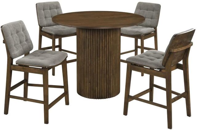Coaster® Hamlyn 5-Piece Gray/Walnut Round Counter Dining Set-0