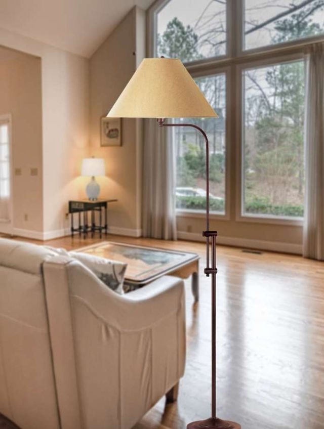 Cal® Lighting & Accessories Beige/Rust Floor Lamp with Adjust Pole-1