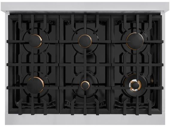 ZLINE Classic Series Autograph Edition 36" Stainless Steel Pro Style Dual Fuel Range with White Matte Door and Matte Black Accents-1