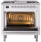 Ilve® Nostalgie II Noblesse 36'' White Pro Style Dual Fuel Range with Chrome Trim-2