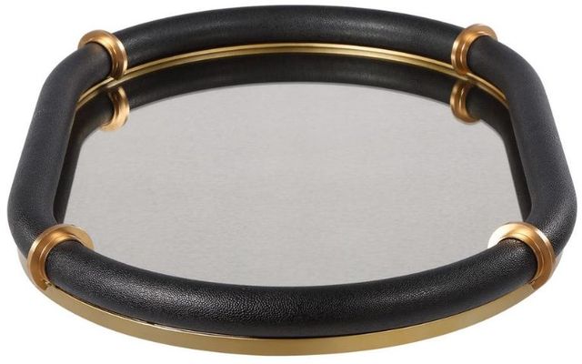 Uttermost® Cyprus Black/Brass Oval Tray-3