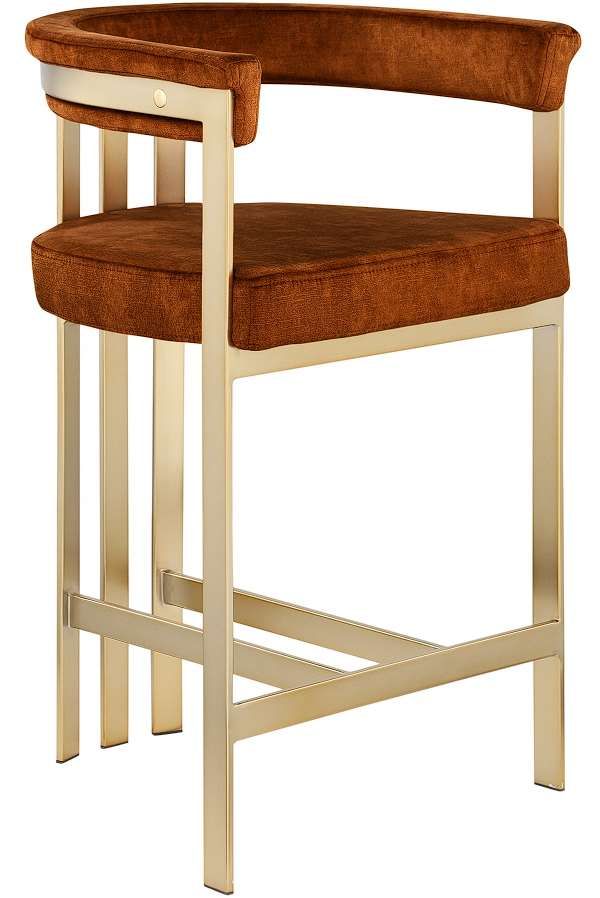 Meridian Furniture Marcello Cognac/Brushed Brass Counter Stool-0