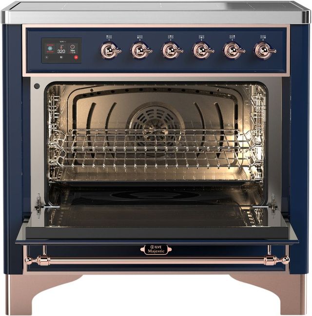 Ilve® Majestic III 36" Midnight Blue Pro Style Induction Range with Triple Glass Door and Copper Trim-1