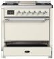Ilve® Majestic III 36" Antique White Pro Style Dual Fuel Liquid Propane Range with Solid Door and Chrome Trim-2