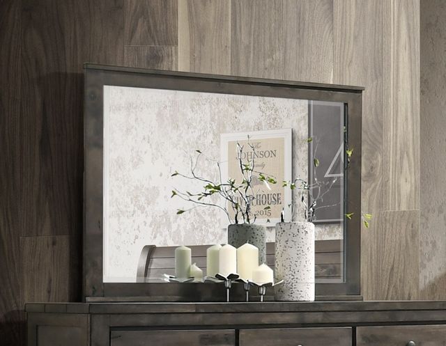 New Classic® Home Furnishings Blue Ridge 5-Piece Gray Queen Sleigh Bedroom Set Mirror, Chest, and Nightstand-3