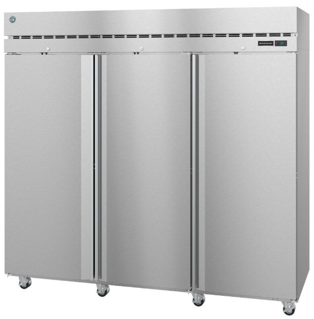 Hoshizaki Steelheart® 83" 79 Cu. Ft. Stainless Steel Three Section Upright Refrigerator with Full Solid Doors and Lock-1