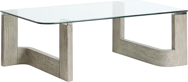 Magnussen Home® Bartlett Glass Top Rectangular Cocktail Table with Smokey Pine Base-0