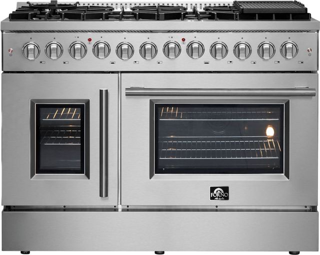 FORNO® Galiano 48" Stainless Steel Pro Style Dual Fuel Range-0