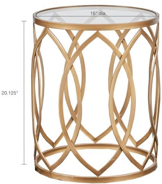 Olliix by Madison Park Tempered Glass Accent Table with Gold Base-3