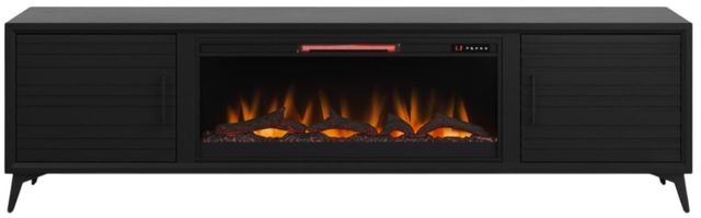 Legends Home Real Cozy Malibu Seal Skin Black 95" Fireplace Console-3