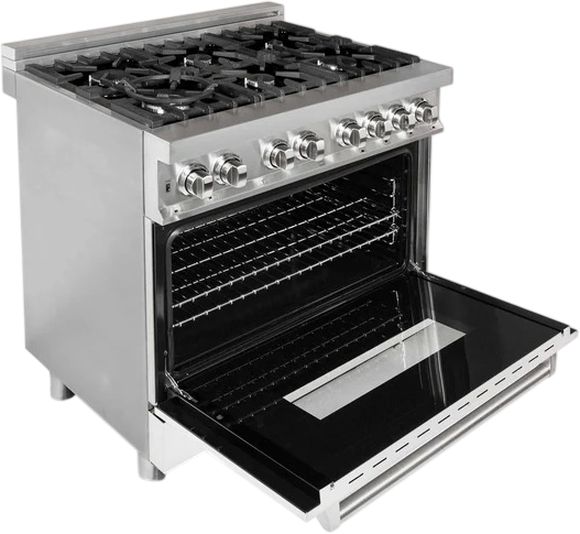 ZLINE 36" Stainless Steel Pro Style Dual Fuel Range with White Matte Door-1