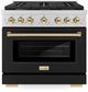 ZLINE Autograph Edition Paramount 36" Stainless Steel Pro Style Gas Range with Black Matte Door and Polished Gold Accents-0
