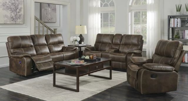 Emerald Home Jessie James Brown Power Reclining Loveseat-1