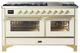 Ilve® Majestic III 60" Antique White Pro Style Dual Fuel Liquid Propane Range with Triple Glass Door and Brass Trim-0