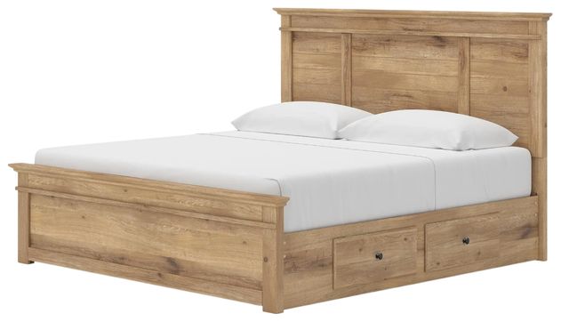 Signature Design by Ashley® Makidern Tan King Panel Bed with 4-Drawer Storage-2