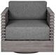 Armen Living Vivid Light Gray Fabric/Wooden Outdoor Swivel Chair-1