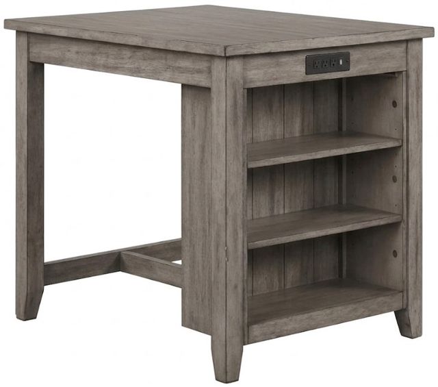 Bernards Hartford Weathered Gray Storage End Gathering Table-0