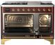 Ilve® Majestic III 48" Burgundy Pro Style Dual Fuel Liquid Propane Range with Triple Glass Door and Brass Trim-4