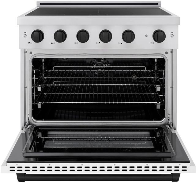 ZLINE Autograph Edition Paramount 36" Stainless Steel Pro Style Induction Range with White Matte Door and Matte Black Accents-1