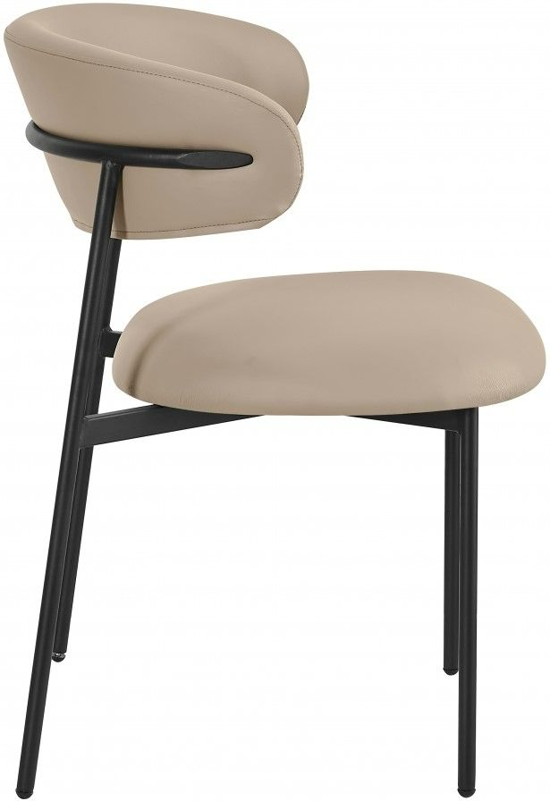 Meridian Furniture Lupita Taupe/Matte Black Vegan Leather Dining Chair-2