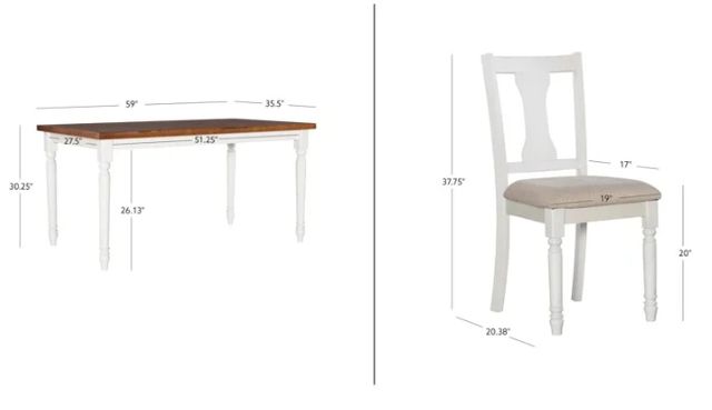 Powell® Willow 5-Piece Beige/Brown/Vanilla White Dining Set-2