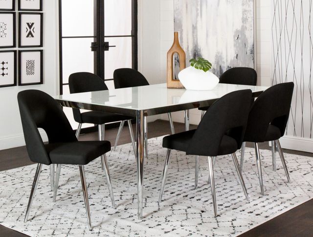 Cramco Atom Super White Glass Top 70" Dining Table with Chrome Base-2